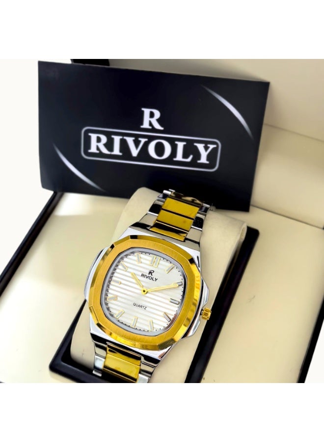 Rivoly Men's Stainless Steel Analog Quartz Watch, Easy to Read Fashion Design Waterproof Classic Luxury. - Image 2